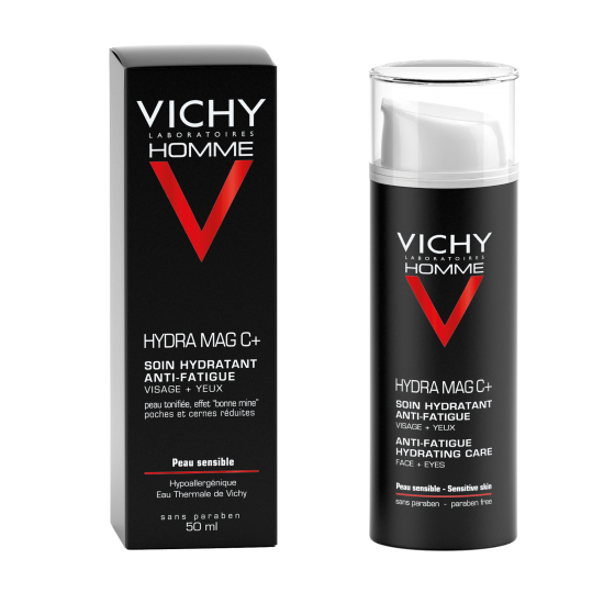 Vichy Homme Hydra Mag C + Tratamento Hidratante Antifadiga Rosto + Olhos 50ml